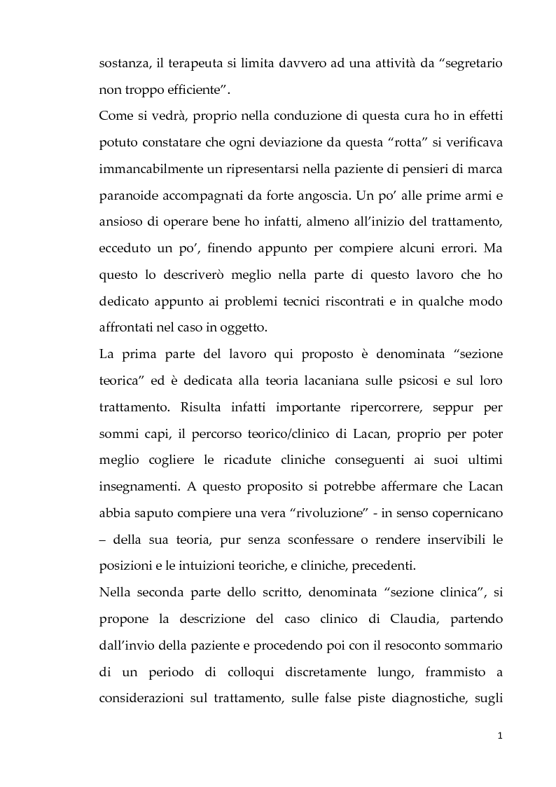 Anteprima della tesi: Il trattamento psicoanalitico delle psicosi: l’esperienza di un "apprendista segretario", Pagina 3