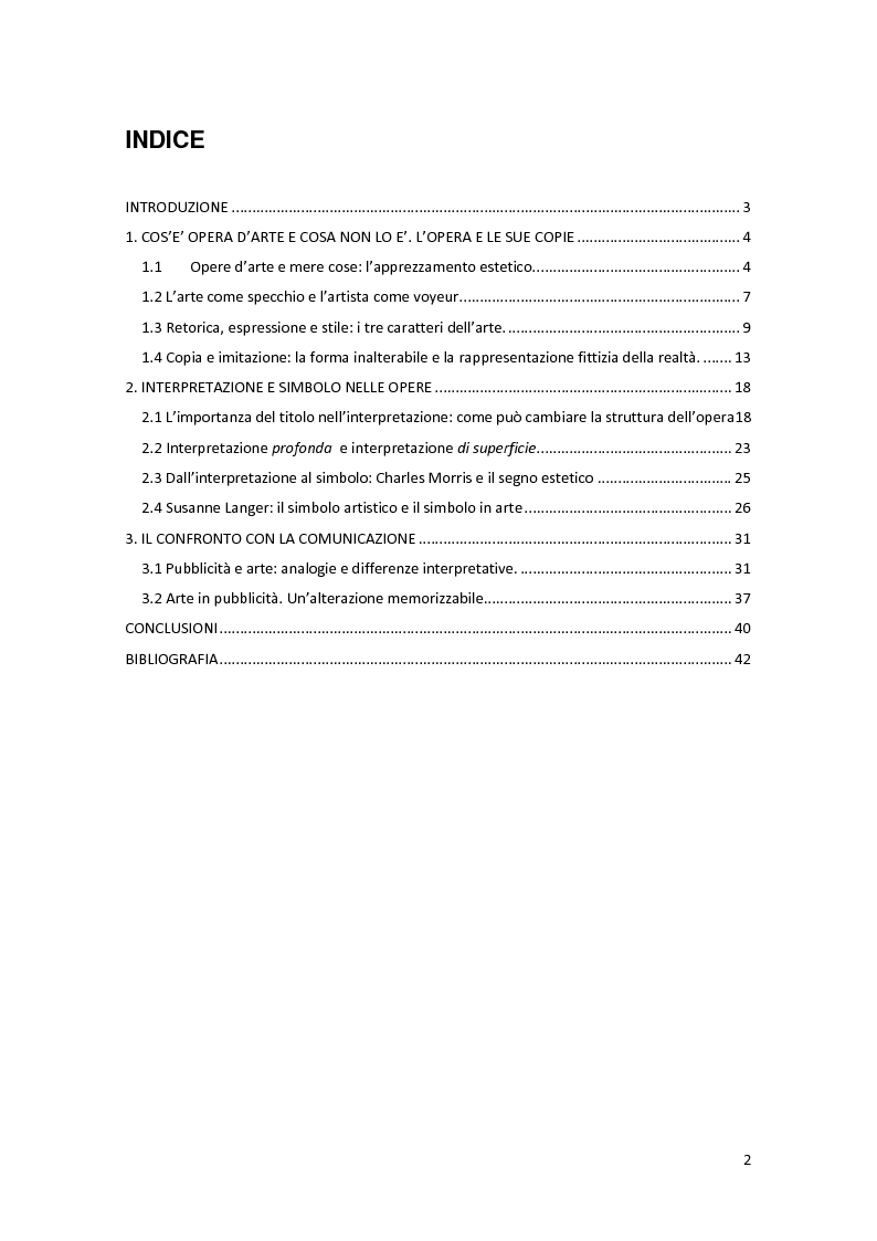 Indice della tesi: Dall'arte alla comunicazione. Interpretare i simboli, Pagina 1