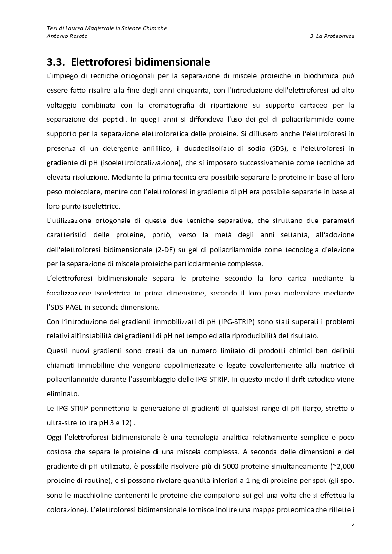 Estratto dalla tesi: Proteomica comparativa applicata allo studio di specifici profili proteici