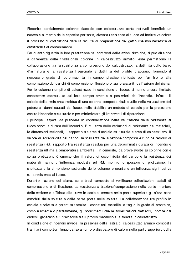 Anteprima della tesi: Analisi numerico-sperimentale del comportamento al sisma e al fuoco di giunti composti acciaio-calcestruzzo, a parziale ripristino di resistenza flessionale, Pagina 3
