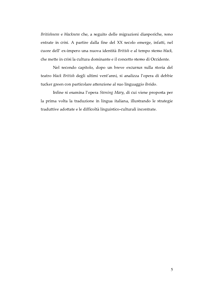 Anteprima della tesi: La rivoluzione del linguaggio nel teatro black British: Stoning Mary di debbie tucker green, Pagina 5