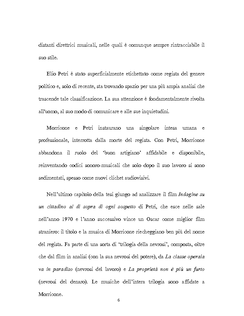 Anteprima della tesi: Indagine su un Cinema al di sopra di ogni sospetto: Ennio Morricone ed Elio Petri, Pagina 3