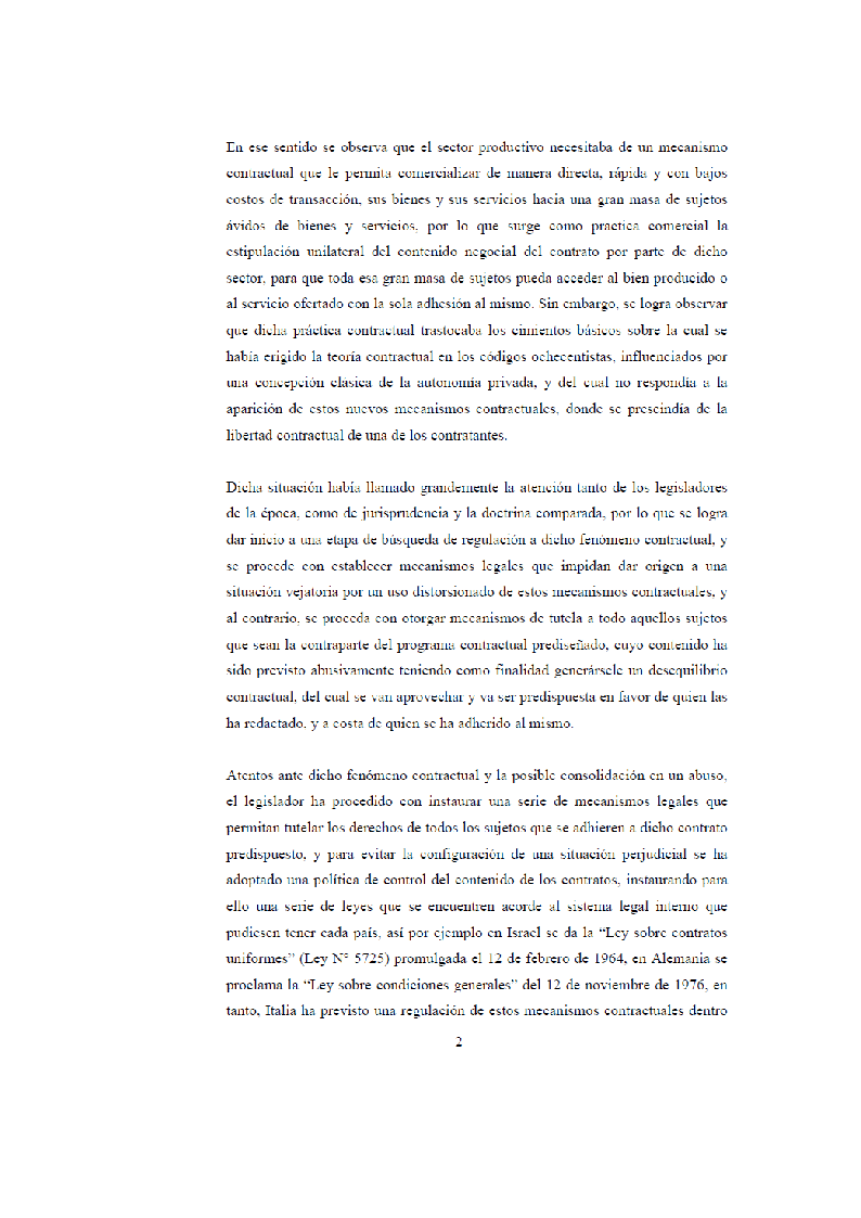 Anteprima della tesi: Hacia una regulación moderna y unificada de las cláusulas vejatorias en los contratos estipulados unilateralmente dentro del sistema legal peruano, Pagina 3