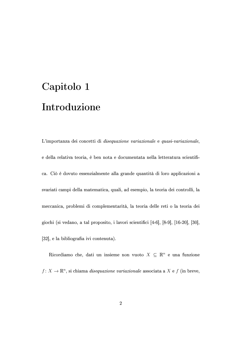 Anteprima della tesi: Teoremi di esistenza per disequazioni variazionali e quasi-variazionali associate a funzioni discontinue, Pagina 2