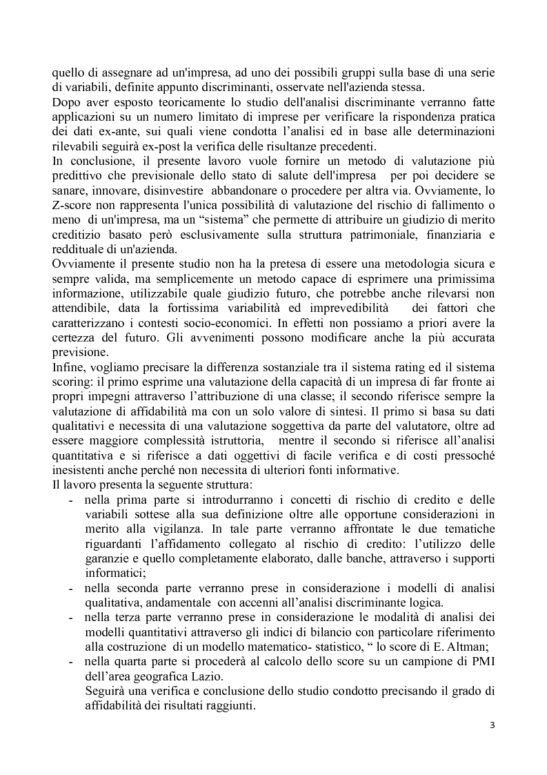 Anteprima della tesi: L'analisi discriminante per la valutazione del rischio di credito, Pagina 3