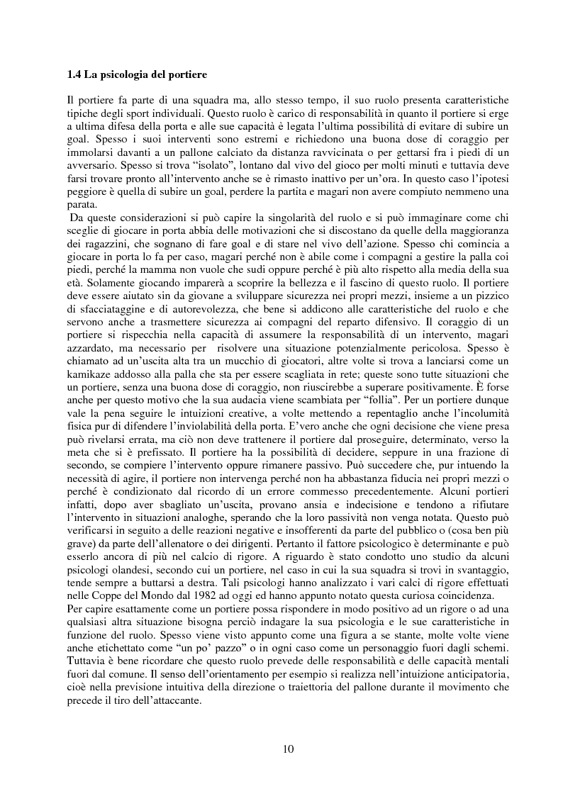 Estratto dalla tesi: Il calcio di rigore: indagine sperimentale
