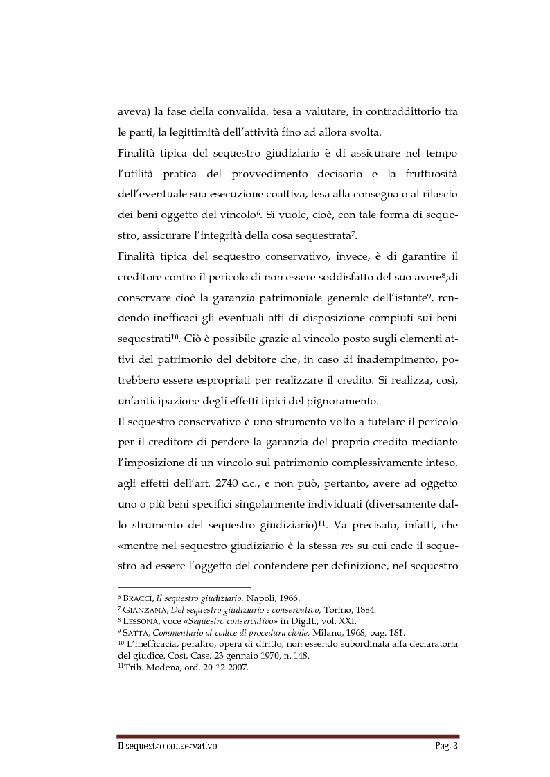 Anteprima della tesi: Il Sequestro Conservativo, Pagina 4