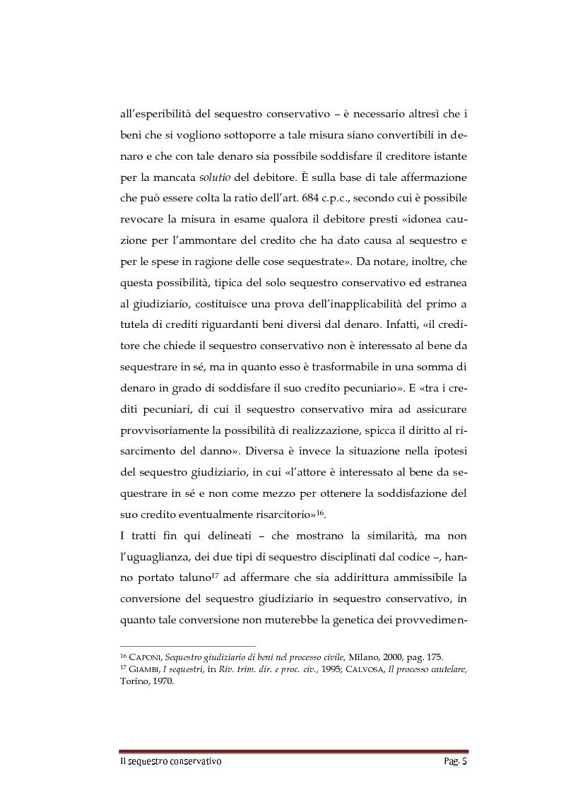 Anteprima della tesi: Il Sequestro Conservativo, Pagina 6