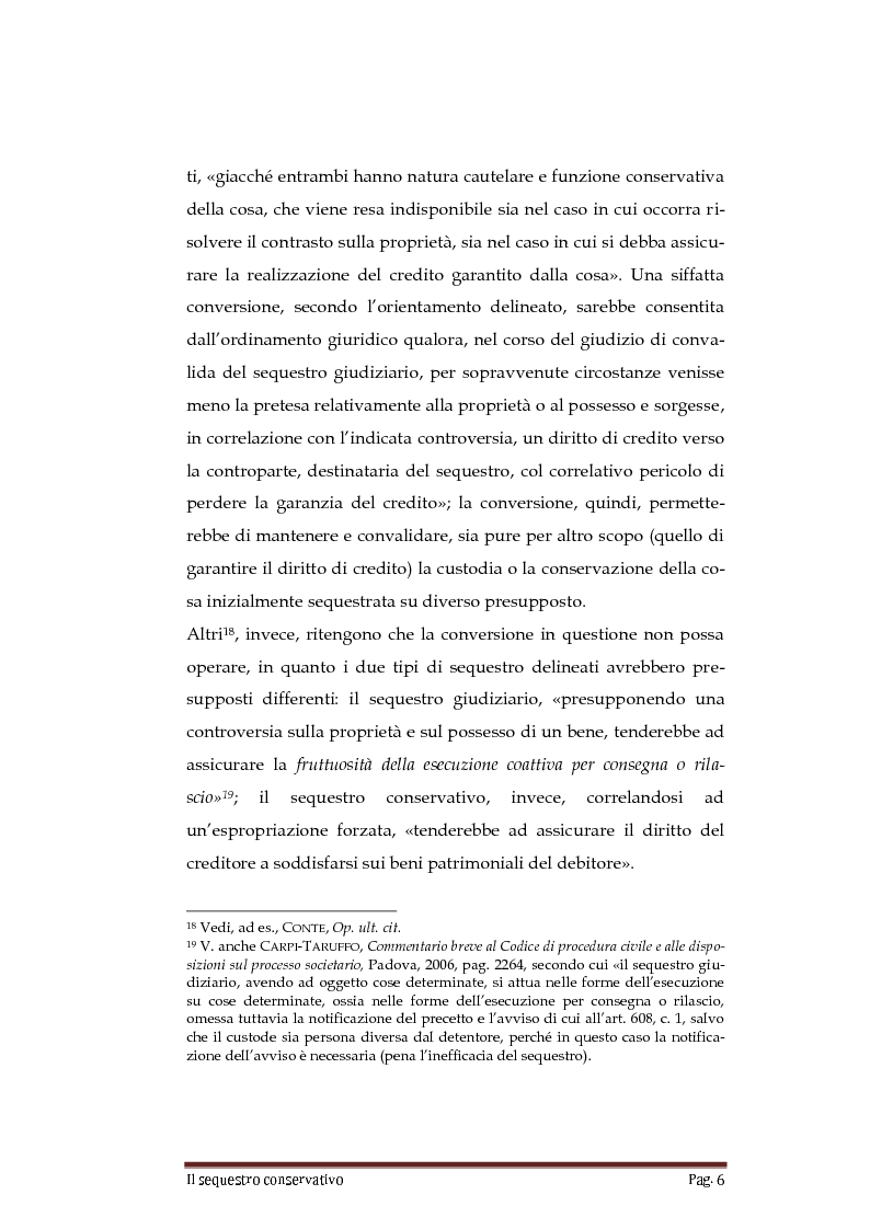 Anteprima della tesi: Il Sequestro Conservativo, Pagina 7