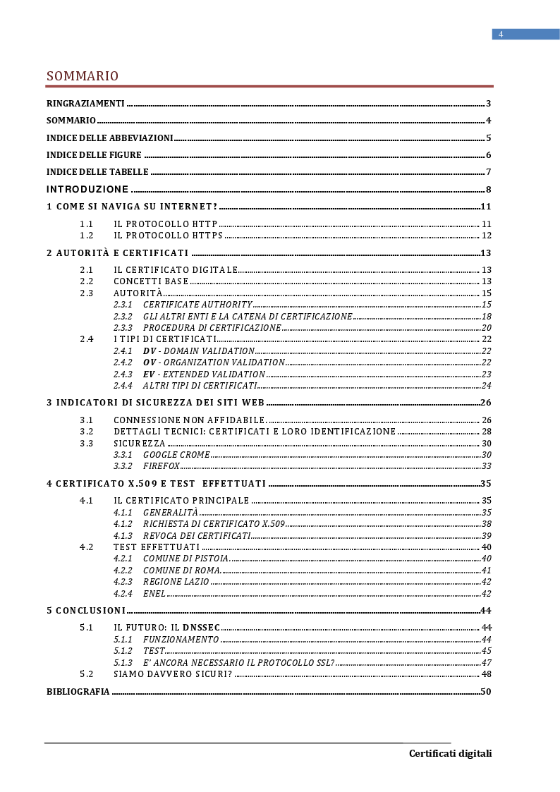 Indice della tesi: I certificati digitali, Pagina 1