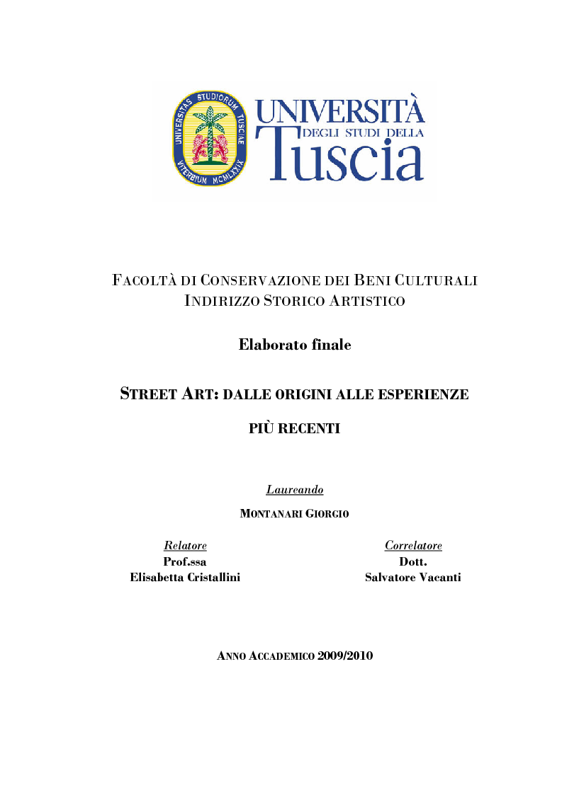 Anteprima della tesi: Street art: dalle origini alle esperienze più recenti, Pagina 1