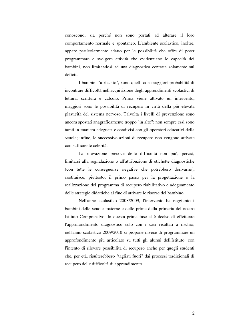 Anteprima della tesi: La prevenzione e il recupero dei Disturbi Specifici di Apprendimento (DSA) attraverso un'azione di sistema, Pagina 3