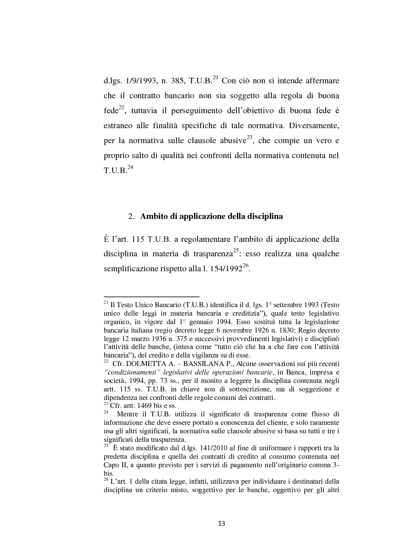 Estratto dalla tesi: La trasparenza nel Testo Unico Bancario: profili contrattuali