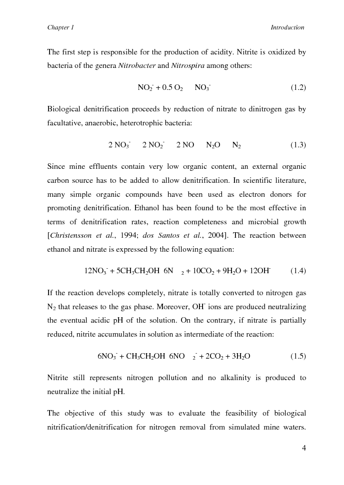 Anteprima della tesi: Nitrogen removal in low pH and heavy metal contaminated mine wastewaters, Pagina 6