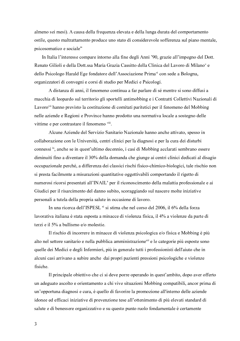 Anteprima della tesi: Il Mobbing in Area Sanitaria, Pagina 3