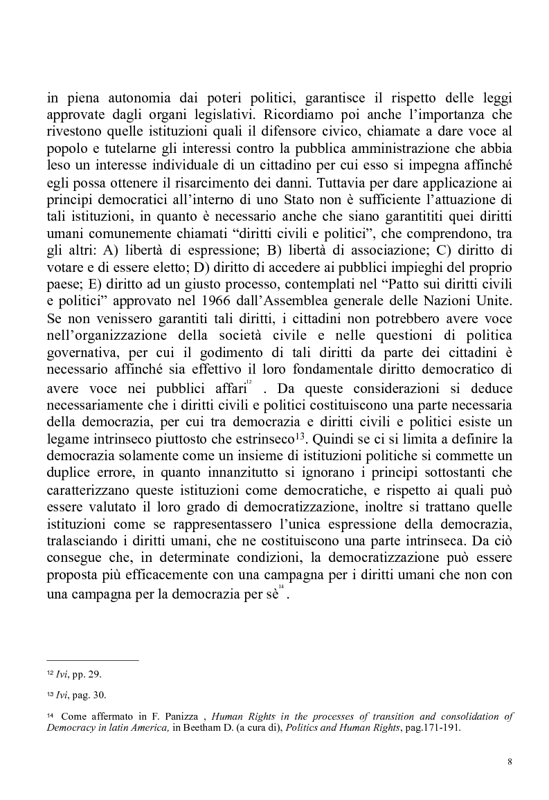 Estratto dalla tesi: La relazione tra democrazia e diritti umani