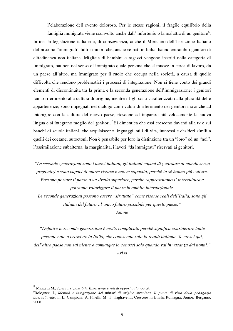 Estratto dalla tesi: Le Seconde Generazioni dell'Immigrazione tra sfide, storie e ricerca d'identità