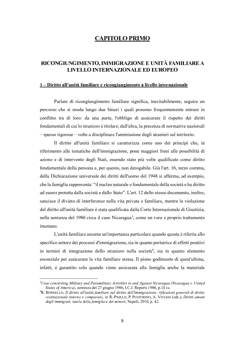 Anteprima della tesi: Il ricongiungimento familiare: tutele dell'ordinamento e aspetti problematici, Pagina 5