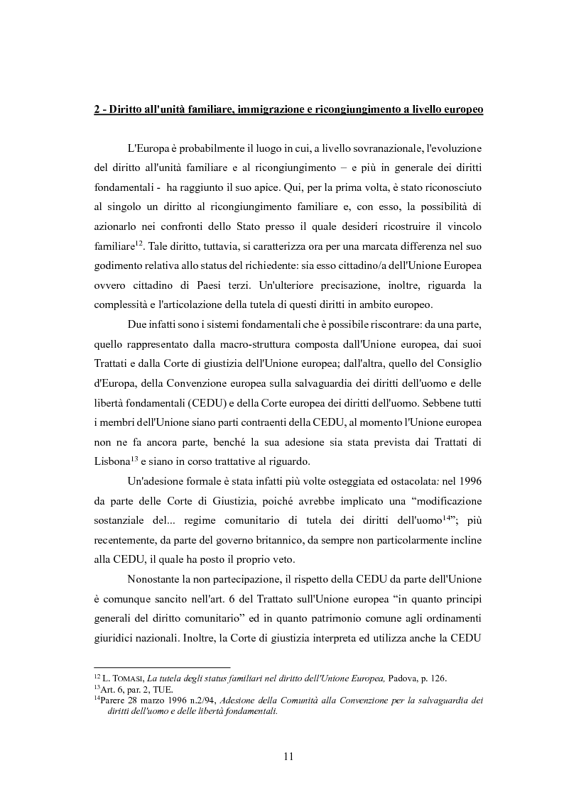 Anteprima della tesi: Il ricongiungimento familiare: tutele dell'ordinamento e aspetti problematici, Pagina 8