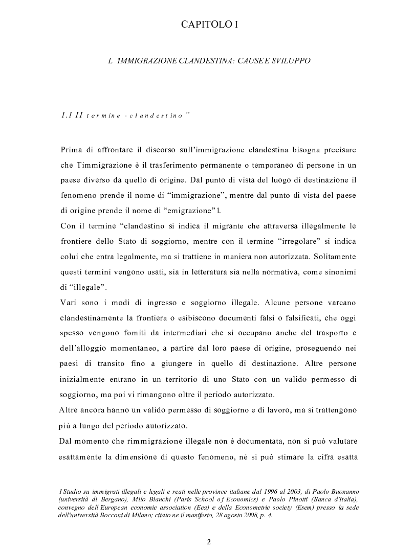 Anteprima della tesi: Le politiche di prevenzione, controllo e contrasto dell'immigrazione clandestina: il caso Italia, Pagina 3