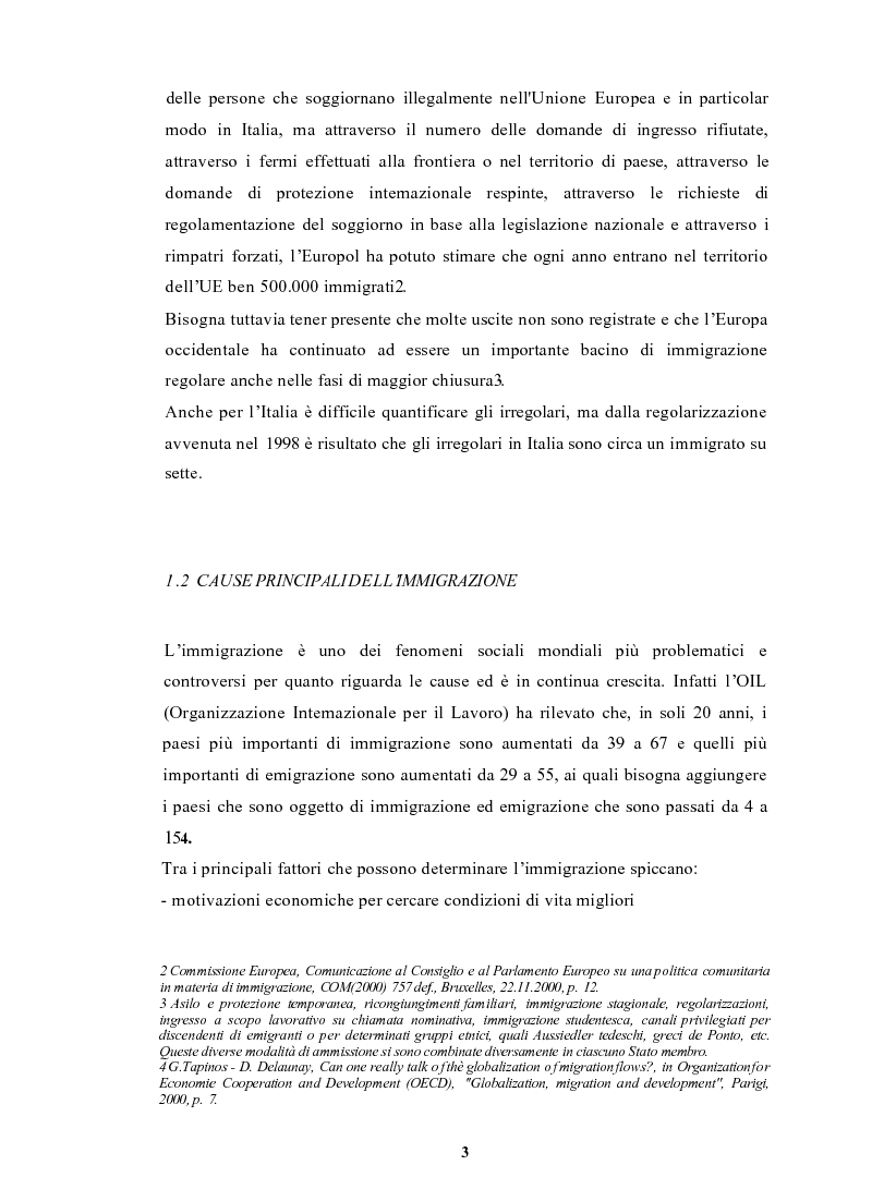 Anteprima della tesi: Le politiche di prevenzione, controllo e contrasto dell'immigrazione clandestina: il caso Italia, Pagina 4