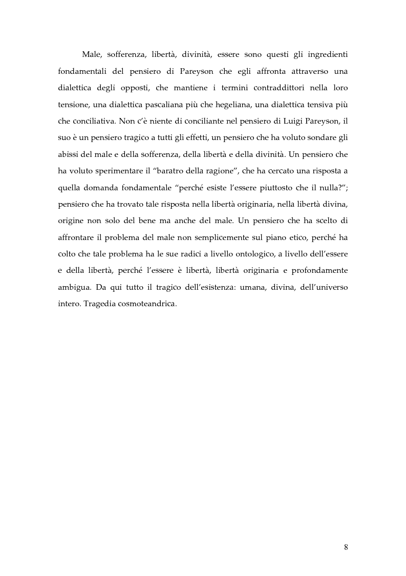 Anteprima della tesi: Il problema del male nel pensiero di Luigi Pareyson, Pagina 4