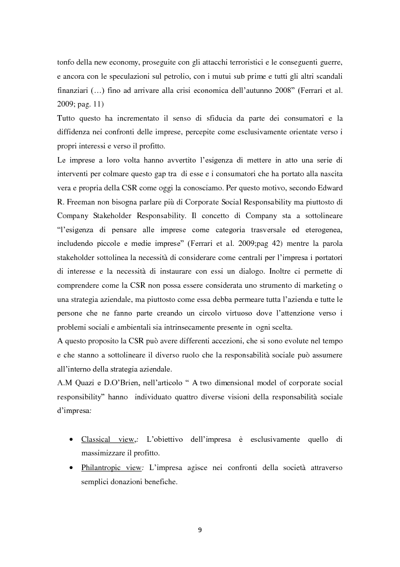 Anteprima della tesi: Le strategie di Responsabilità Sociale delle imprese agroalimentari. Le opportunità offerte da Expo 2015, Pagina 9