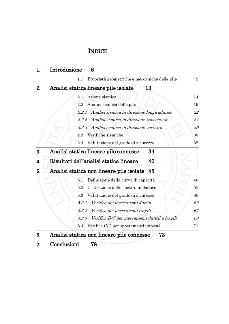 Indice della tesi: Verifiche sismiche di pile da ponte, Pagina 1