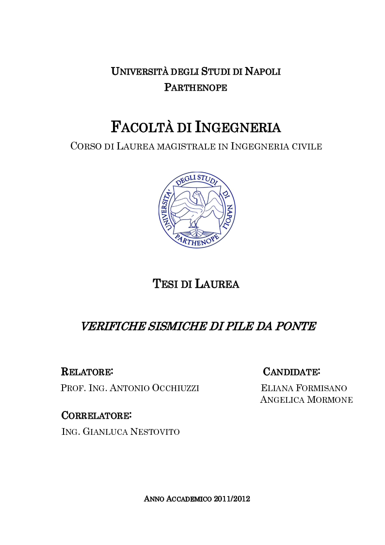 Anteprima della tesi: Verifiche sismiche di pile da ponte, Pagina 1