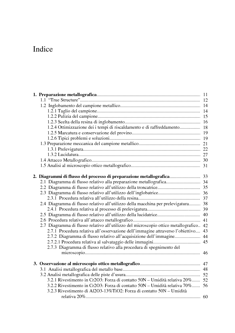 Indice della tesi: Analisi microstrutturale di un acciaio da cementazione sottoposto a prove d'usura, Pagina 1