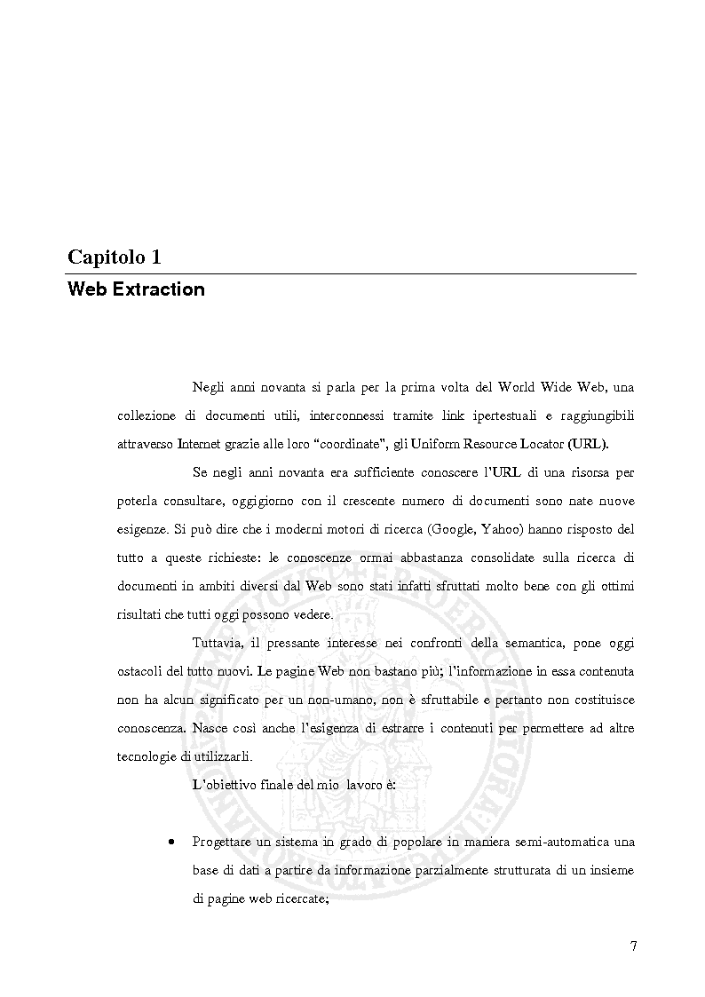 Anteprima della tesi: Progettazione e Implementazione di un sistema per la costruzione automatica di sommari a partire da pagine Web, Pagina 4