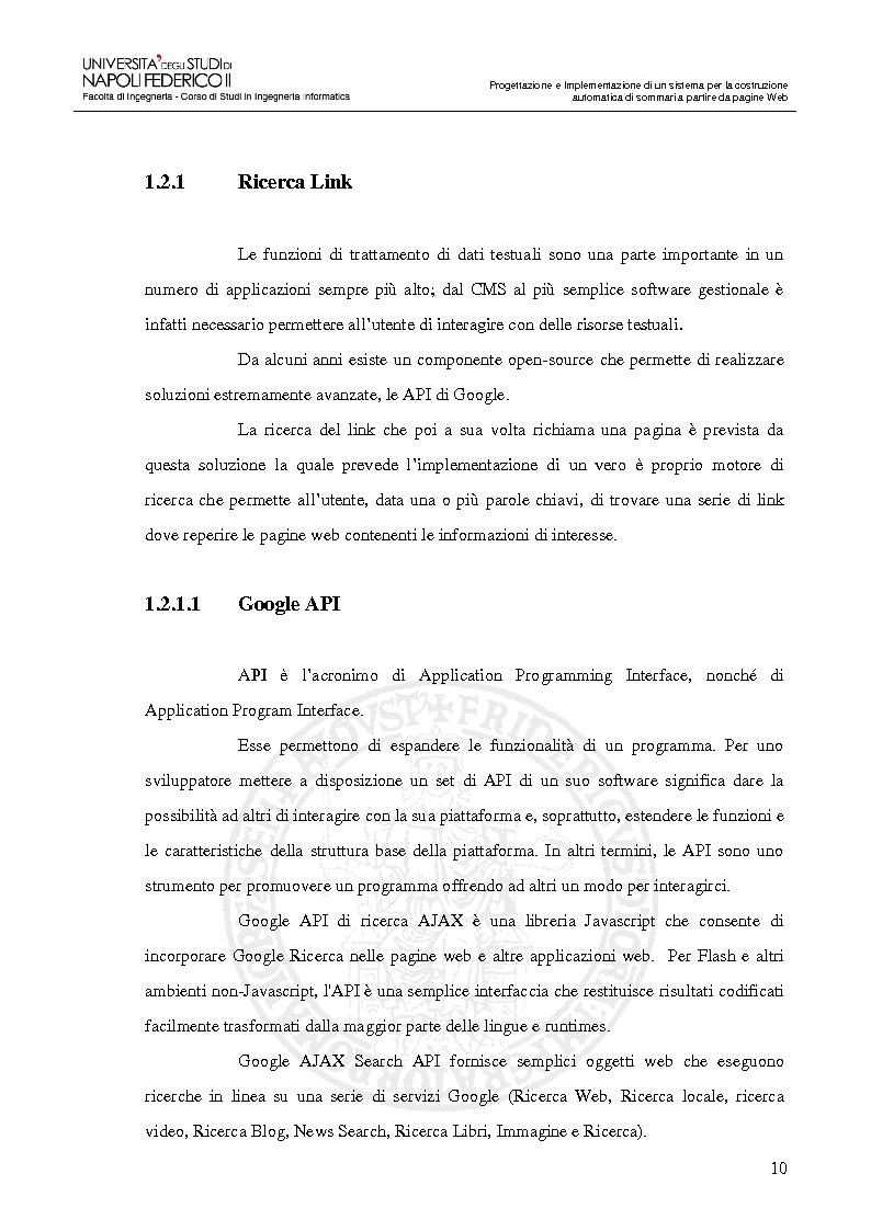 Anteprima della tesi: Progettazione e Implementazione di un sistema per la costruzione automatica di sommari a partire da pagine Web, Pagina 7
