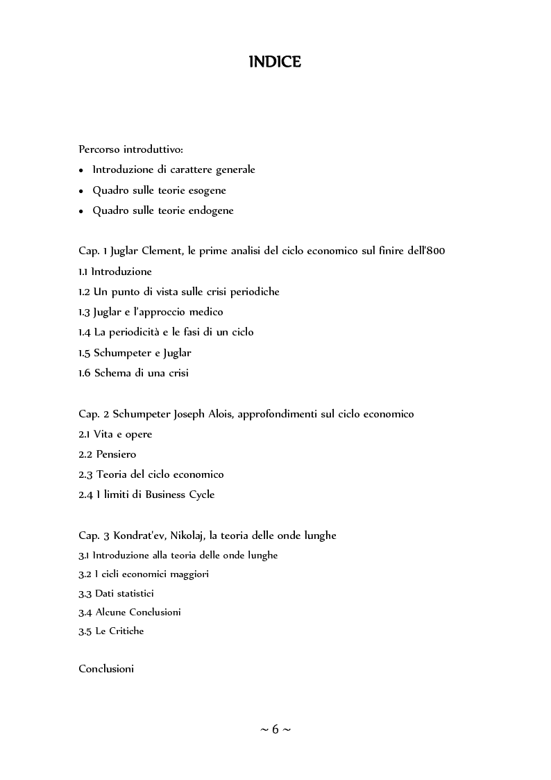 Indice della tesi: I Cicli Economici, Pagina 1