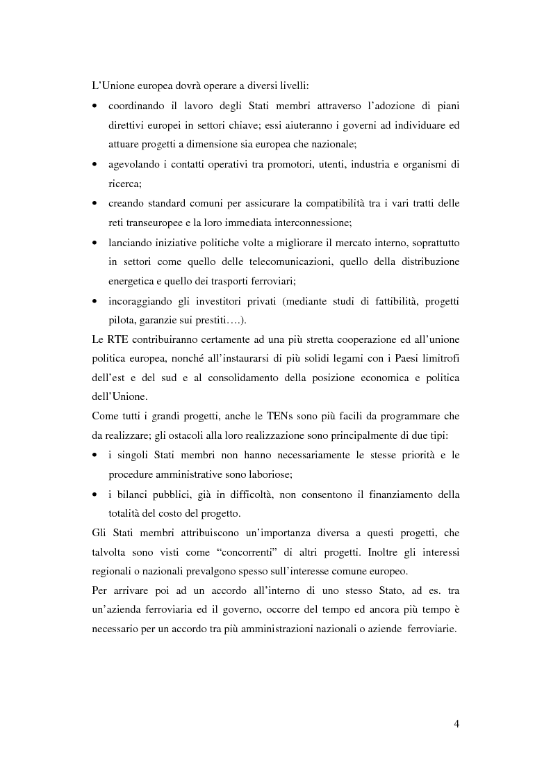 Anteprima della tesi: La funzione delle reti transeuropee nel quadro della costruzione europea, Pagina 4