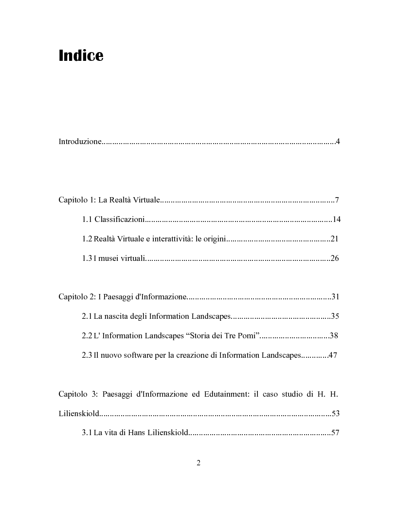 Indice della tesi: Ambienti Virtuali per la sperimentazione di nuovi percorsi didattici basati sulla tecnologia, Pagina 1