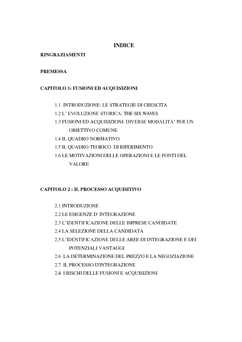Indice della tesi: La gestione del processo acquisitivo e l'effetto esperienza, Pagina 1