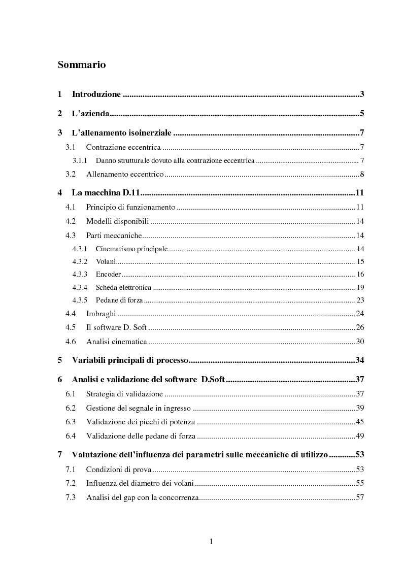Indice della tesi: Definizione degli indicatori di controllo dei parametri funzionali fondamentali della macchina Desmotec, Pagina 1