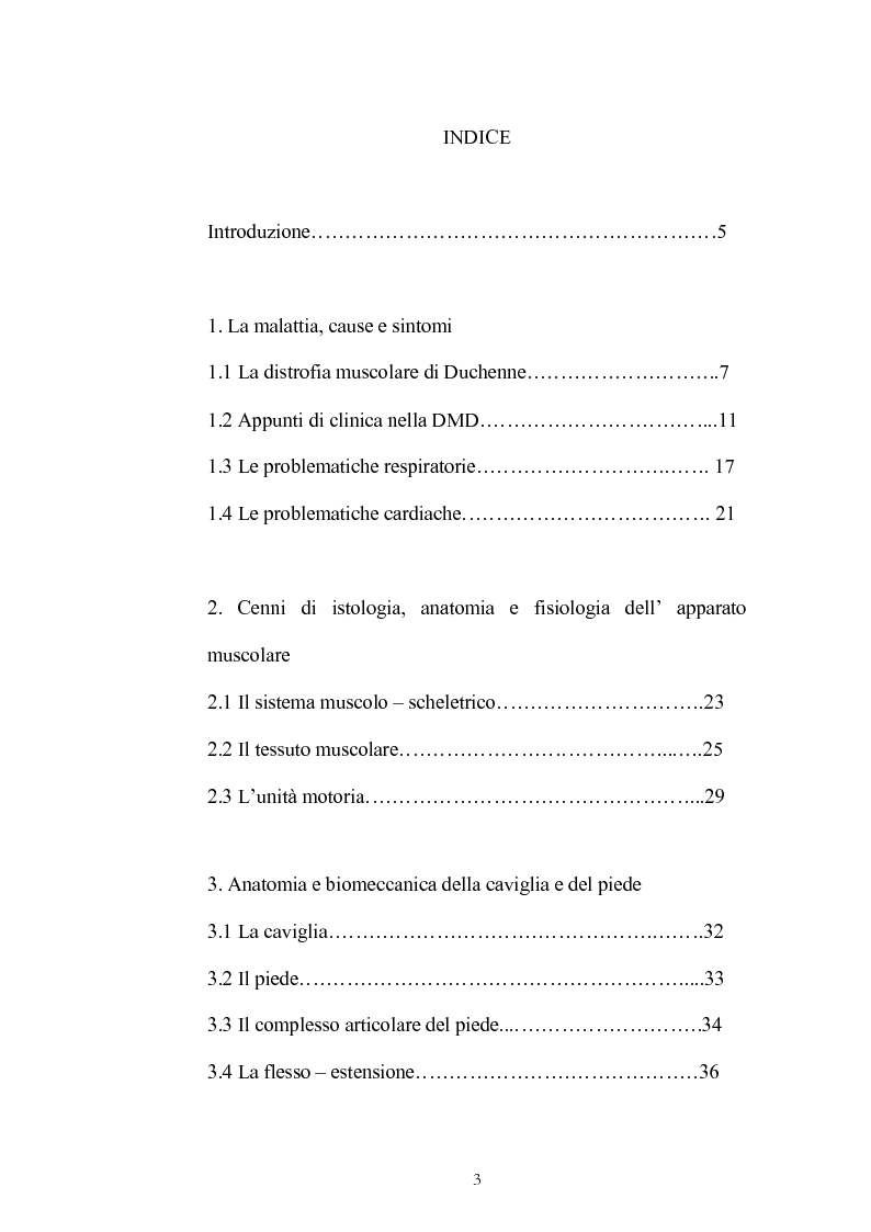 Indice della tesi: Il serial casting nella distrofia muscolare di Duchenne, Pagina 1