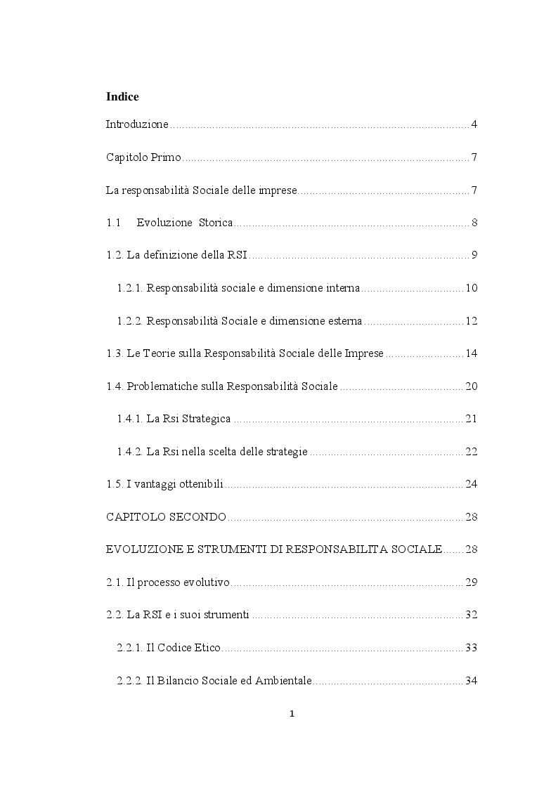 Indice della tesi: Certificazione etica e ISO26000, Pagina 1