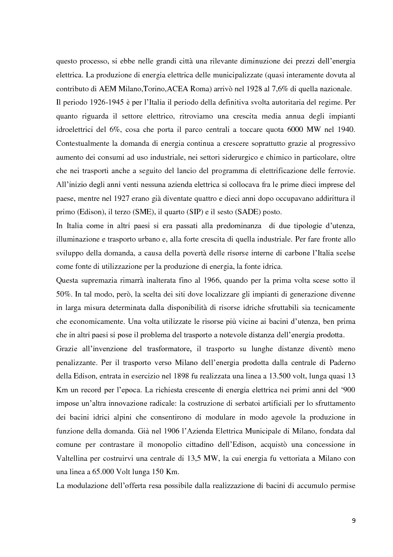 Estratto dalla tesi: La Liberalizzazione del Mercato del gas e dell'energia elettrica