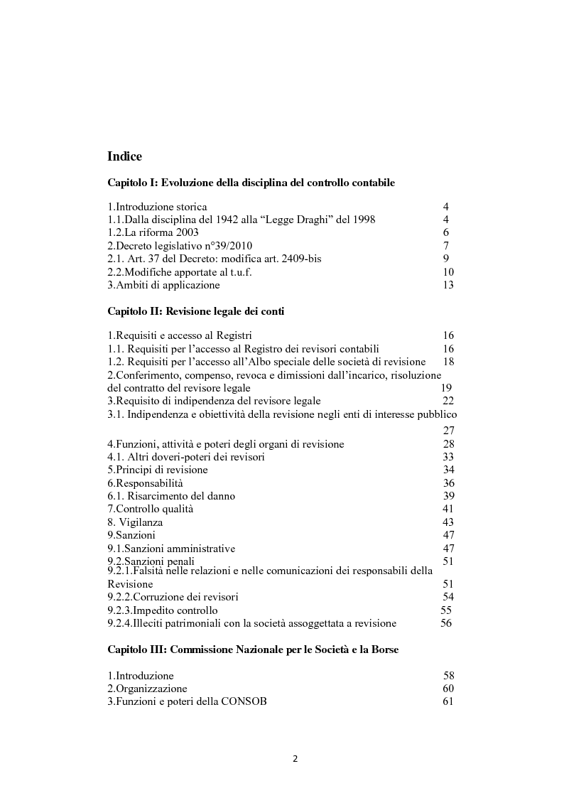 Indice della tesi: Controlli esterni sulle S.p.A., Pagina 1