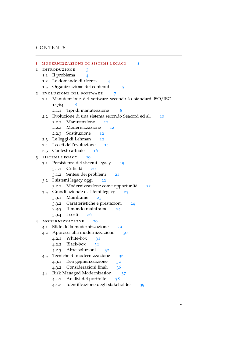 Indice della tesi: Modernizzazione di Sistemi Legacy, Pagina 1