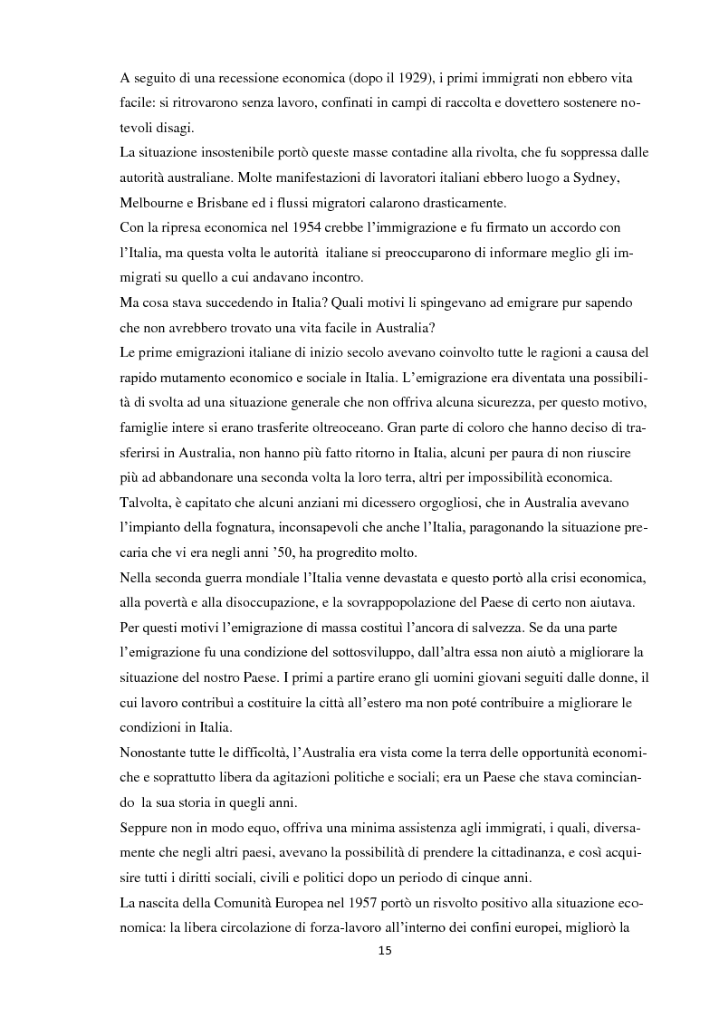 Estratto dalla tesi: Immigrazione italiana in Australia e il fenomeno dell'australitaliano
