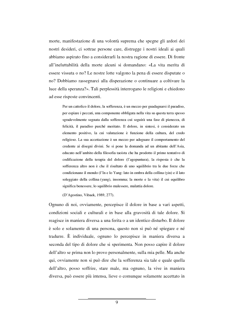 Estratto dalla tesi: Il significato del dolore. Una lettura antropologica.