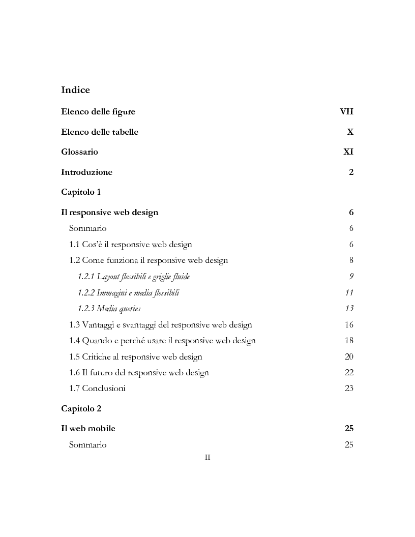 Indice della tesi: Il Responsive Web Design per le organizzazioni non profit, Pagina 1