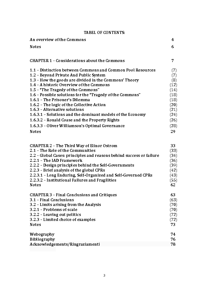 Indice della tesi: Review to Elinor Ostrom's Book ''Governing the Commons'', Pagina 1