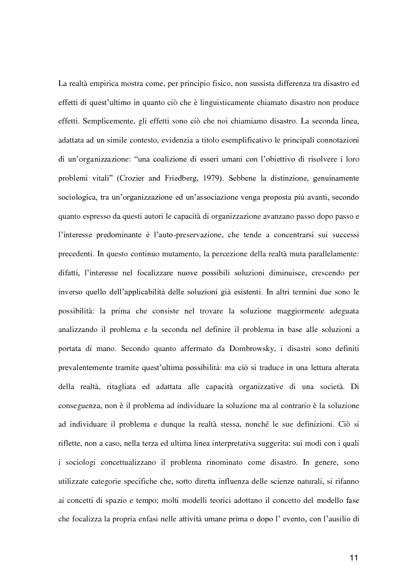 Estratto dalla tesi: HAZARD - La prospettiva sociologica del disastro naturale