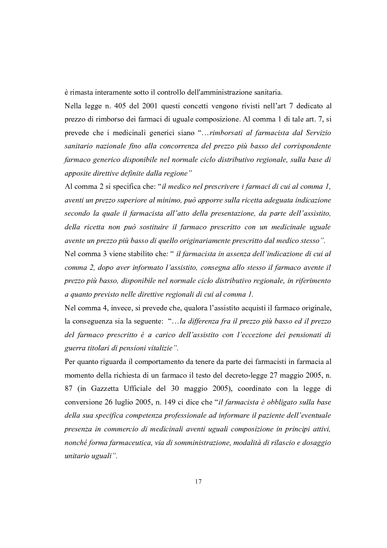 Estratto dalla tesi: Evoluzione degli aspetti legislativi relativi ai farmaci generici
