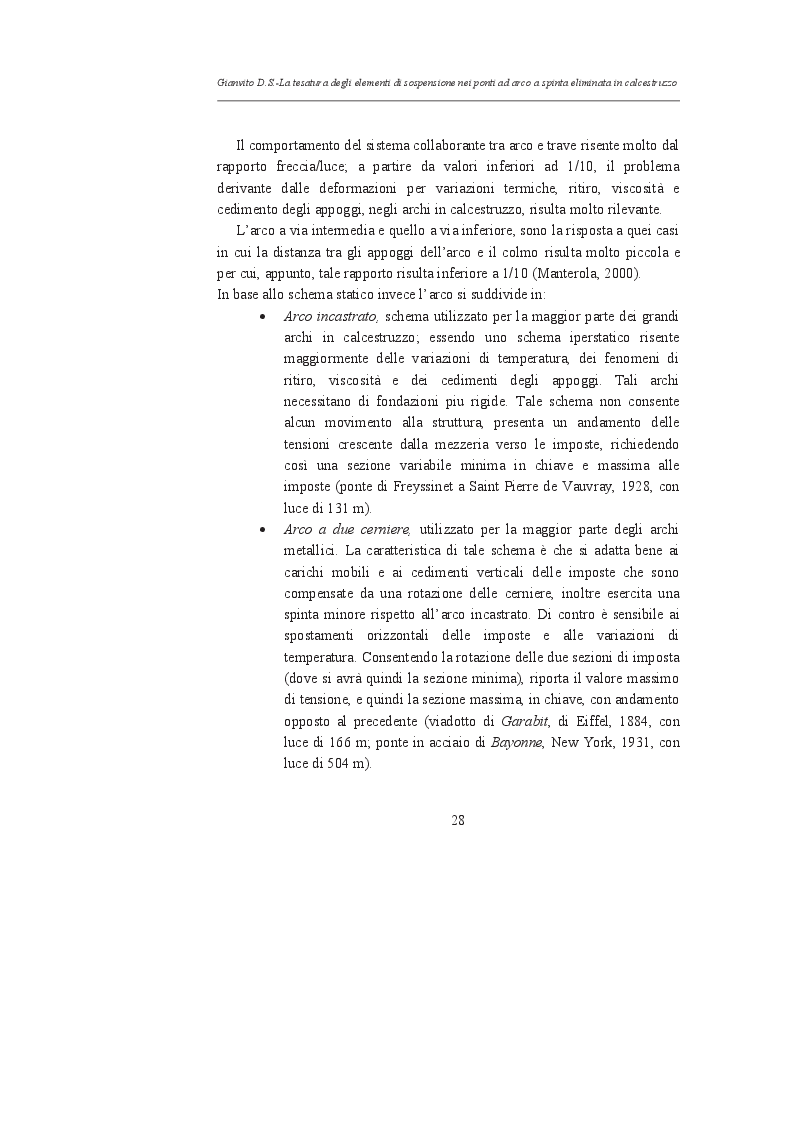 Estratto dalla tesi: La tesatura degli elementi di sospensione nei ponti ad arco a spinta eliminata in calcestruzzo