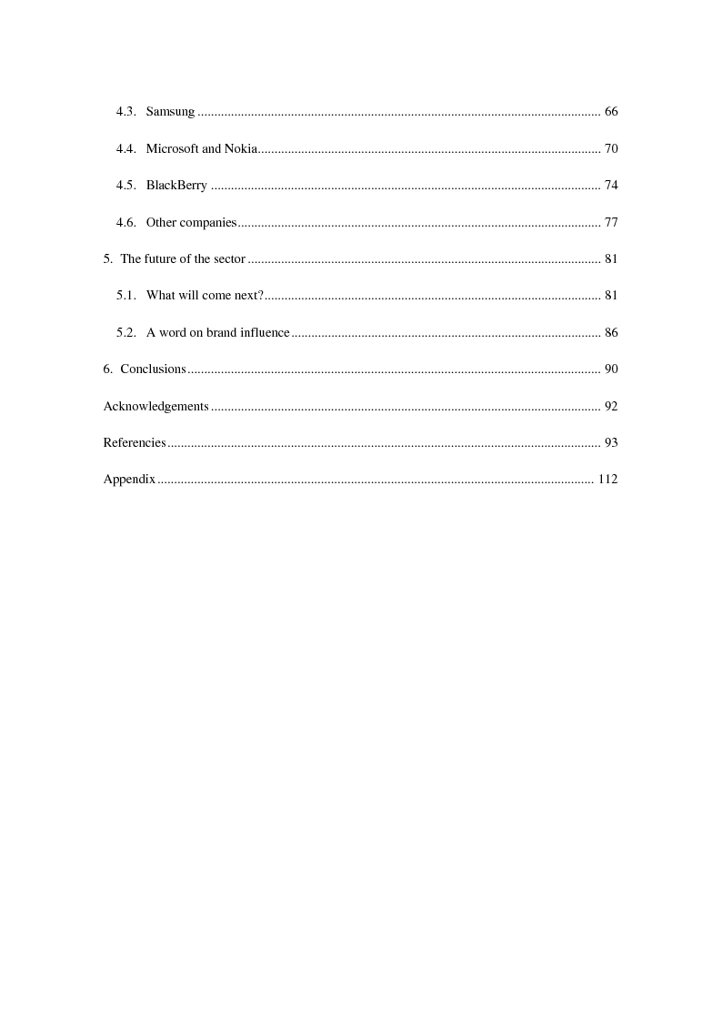 Indice della tesi: Smart wars: strategies and future directions in the smartphone sector, Pagina 2